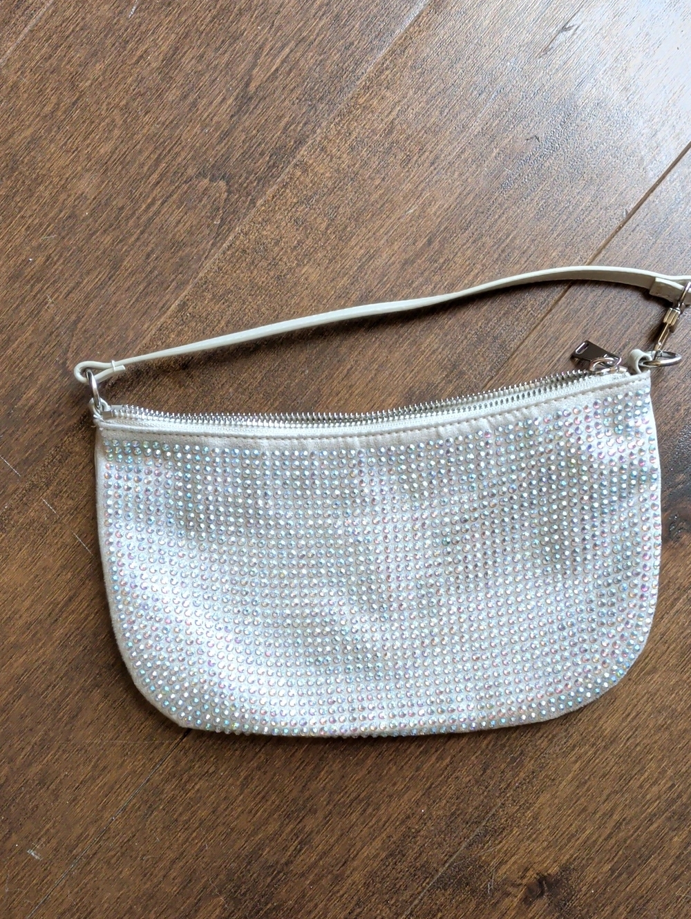 Glitter Crystal Wristlet Bag - White